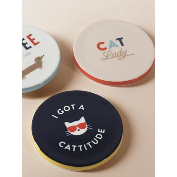 Dessous de verre déco en céramique - Cat lady 🐈💁‍♀️ - Fringe PetShop