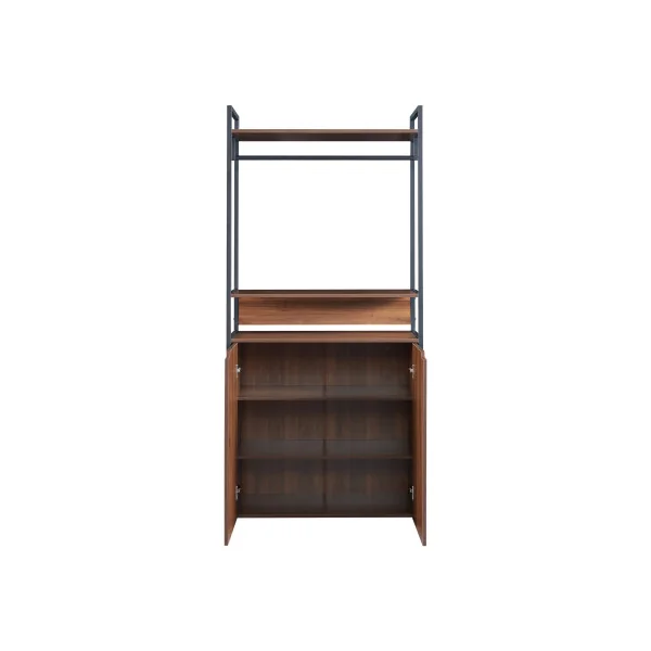 Dressing avec Placard Portant à Vêtements 84 x 40 x 180 cm Meuble d'Entrée Noyer et Noir