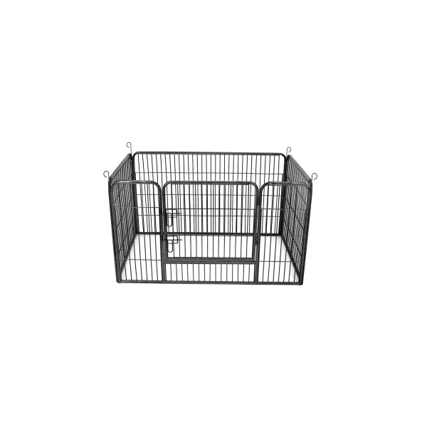 Enclos Chien Parc Chien Rectangulaire Gris avec Porte Enclos en Métal