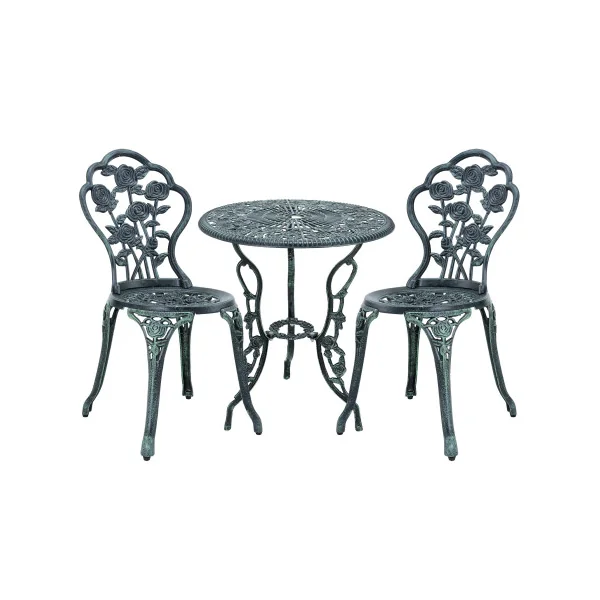 Ensemble Bistrot Vintage Fonte Aluminium Vert