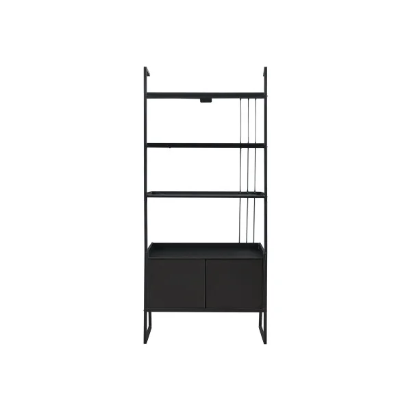 Ensemble Bureau Industriel et Etagère Echelle Noir 5 Niveaux avec Placard Moderne