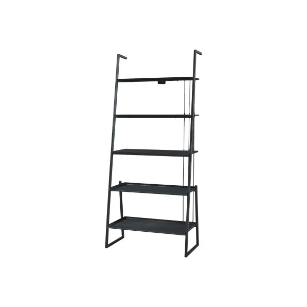Ensemble Bureau Industriel et Etagère Echelle Noir 5 Niveaux avec Placard Moderne