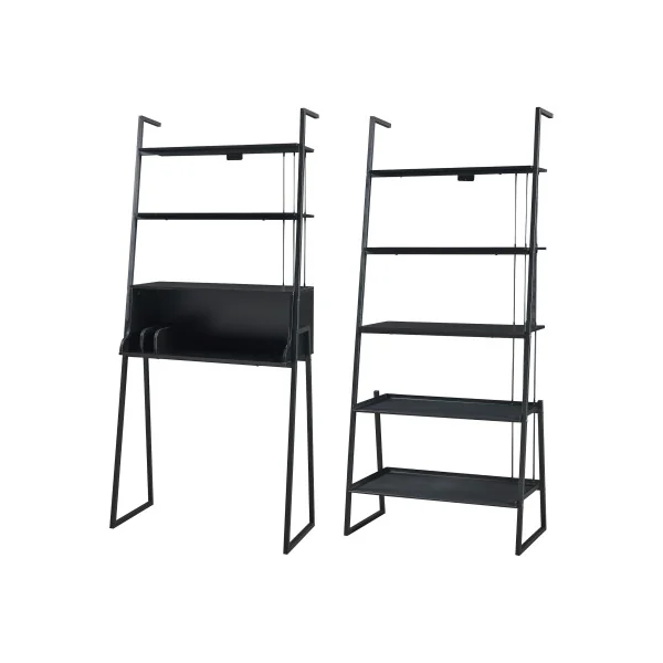 Ensemble Bureau Industriel et Etagère Echelle Noir 5 Niveaux Design