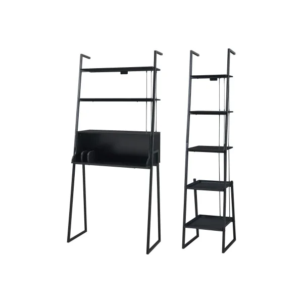 Ensemble Bureau Industriel et Etagère Echelle Noir 5 Niveaux