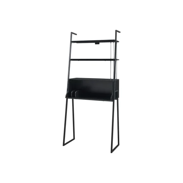 Ensemble de 3 Meubles avec Etagères et Bureau Noir Style Industriel