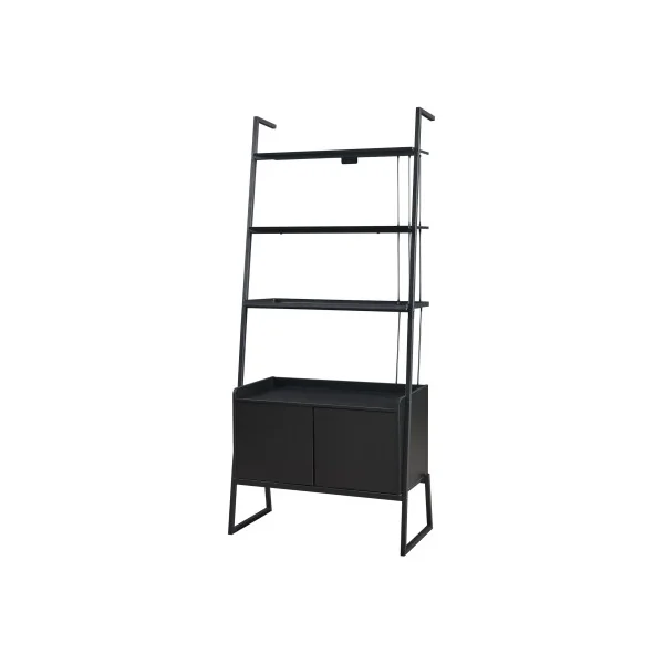 Ensemble de 3 Meubles avec Etagères et Bureau Noir Style Industriel