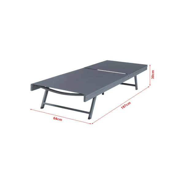 Ensemble de Chaises Longues de Jardin en Aluminium Anthracite Table Plateau Verre Transats