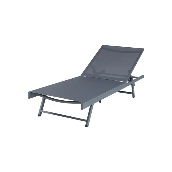 Ensemble de Chaises Longues de Jardin en Aluminium Anthracite Table Plateau Verre Transats