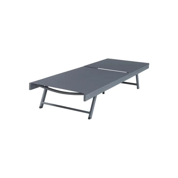 Ensemble de Chaises Longues de Jardin en Aluminium Anthracite Table Plateau Verre Transats