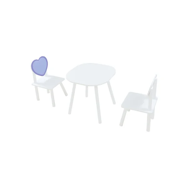Ensemble Table et Chaises Cœur Enfant Blanc et Violet