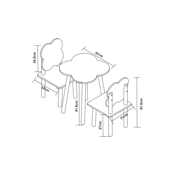 Ensemble Table et Chaises Enfant Blanc et Violet