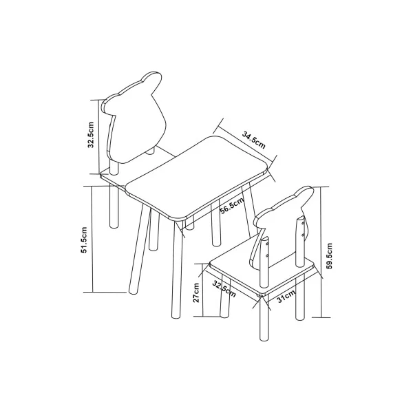 Ensemble Table et Chaises Enfant Blanc