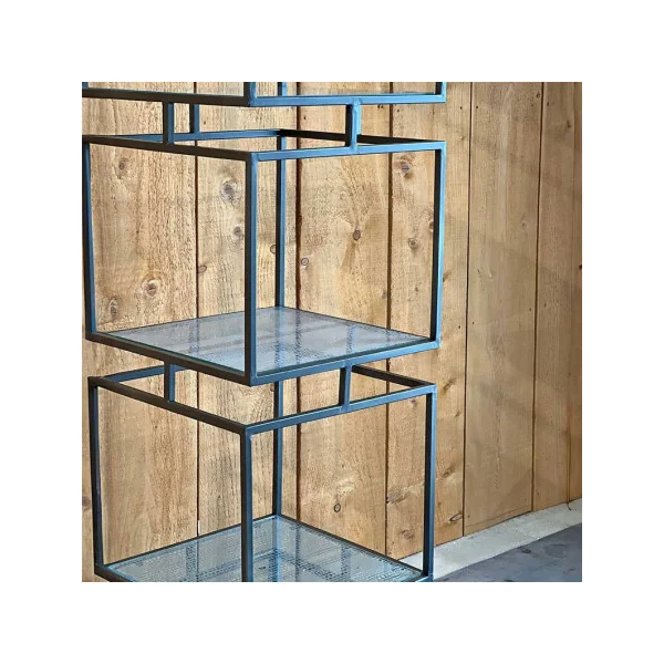 Etagère Acier et Verre 45x45x208 cm Etagère Luxueuse d'Intérieur