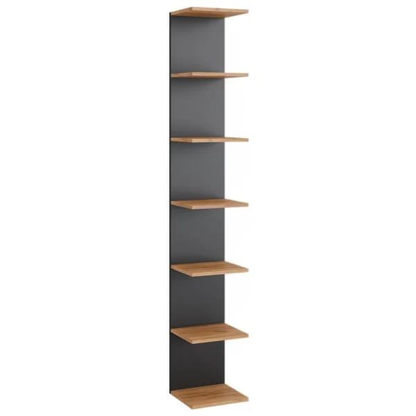 Etagère Murale de Rangement 7 Niveaux Gris Anthracite et Chêne