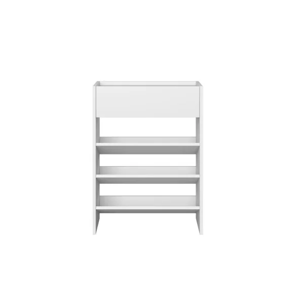 Etagère à Chaussures Blanc 3 Niveaux 1 Tiroir Rangement Meuble d'Entrée
