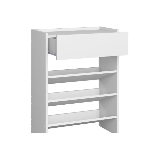 Etagère à Chaussures Blanc 3 Niveaux 1 Tiroir Rangement Meuble d'Entrée