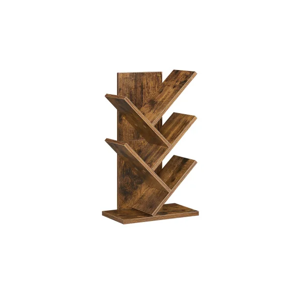 Etagères 5 Niveaux Bibliothèque Arbre Marron Rustique