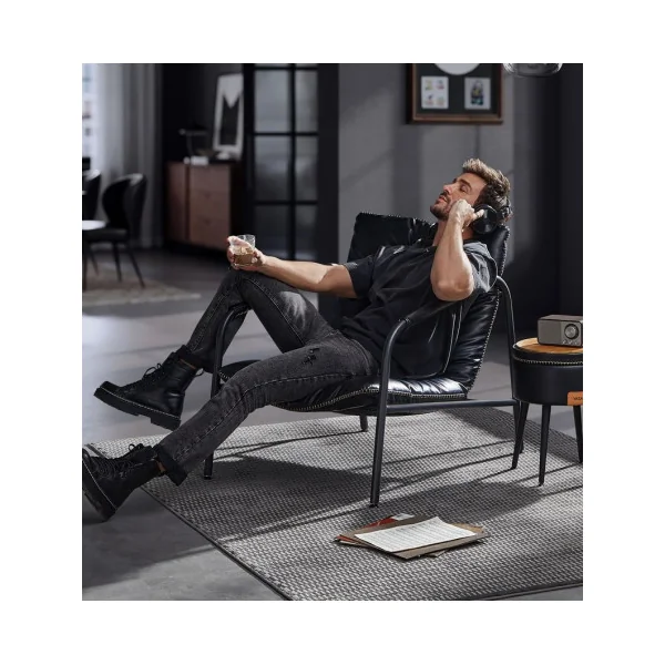 Fauteuil d’Appoint avec Accoudoirs Fauteuil de Salon Noir