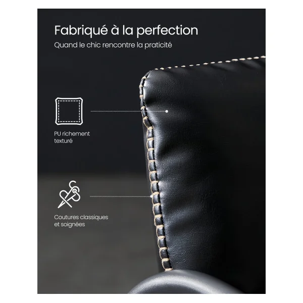 Fauteuil d’Appoint avec Accoudoirs Fauteuil de Salon Noir