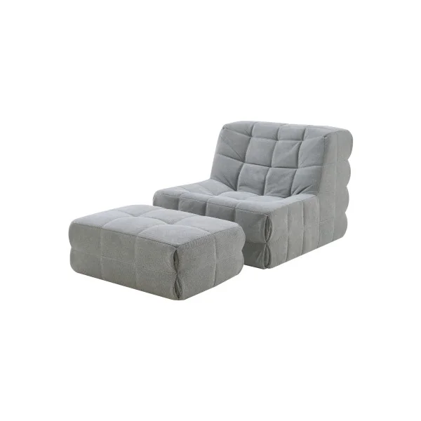 Fauteuil de Sol Confortable Gris avec Repose-Pieds 90 x 100 x 75 cm