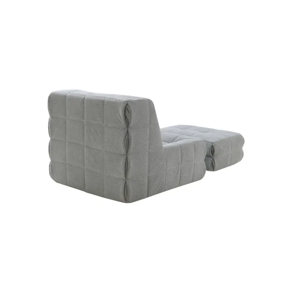 Fauteuil de Sol Confortable Gris avec Repose-Pieds 90 x 100 x 75 cm