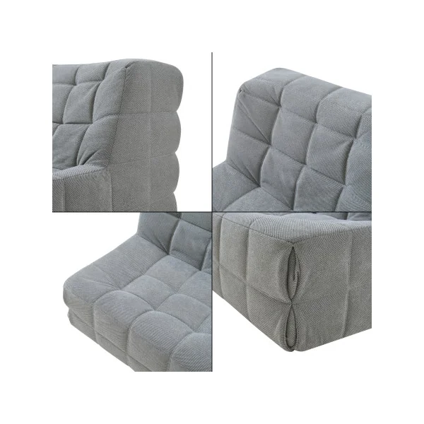 Fauteuil de Sol Confortable Gris avec Repose-Pieds 90 x 100 x 75 cm