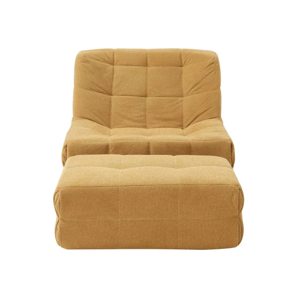 Fauteuil de Sol Confortable Jaune avec Repose-Pieds 90 x 100 x 75 cm