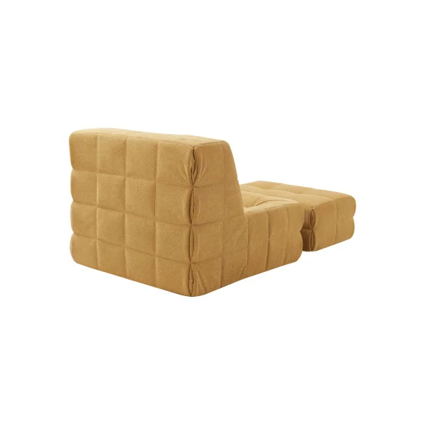 Fauteuil de Sol Confortable Jaune avec Repose-Pieds 90 x 100 x 75 cm