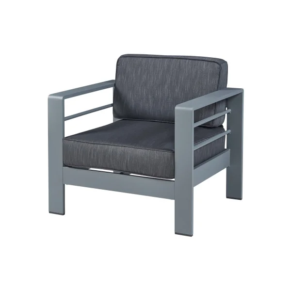Fauteuil d'Extérieur en Aluminium 81 x 70 x 62 cm Anthracite avec Coussins
