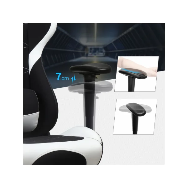 Fauteuil Gaming Repose-pieds Noir Blanc Chaise de Bureau Gamer