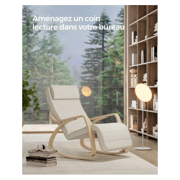Fauteuil à Bascule Avec une Chaise de Relaxation Beige avec Repose-Pieds