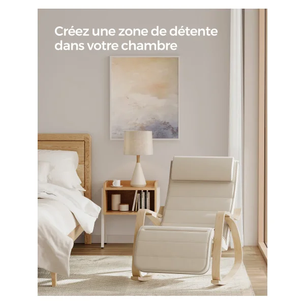Fauteuil à Bascule Avec une Chaise de Relaxation Beige avec Repose-Pieds