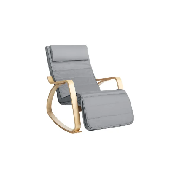 Fauteuil à Bascule Gris Clair avec Repose-pieds