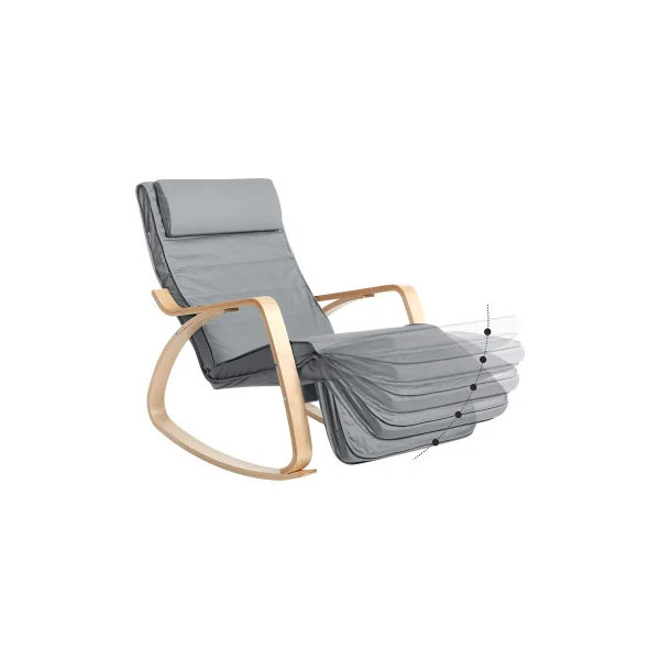 Fauteuil à Bascule Gris Clair avec Repose-pieds
