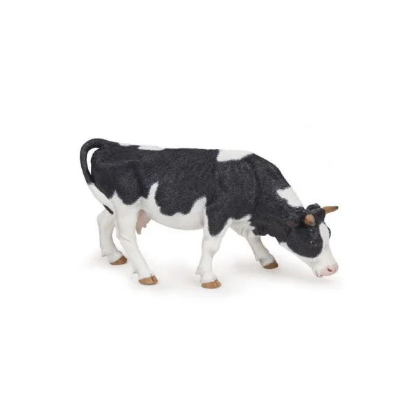 Figurine vache noire et blanche broutant - Papo