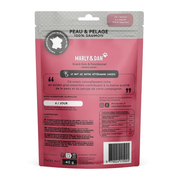 Friandise Chat – Marly & Dan Freeze Dried « Peau et pelage » - 40 gr