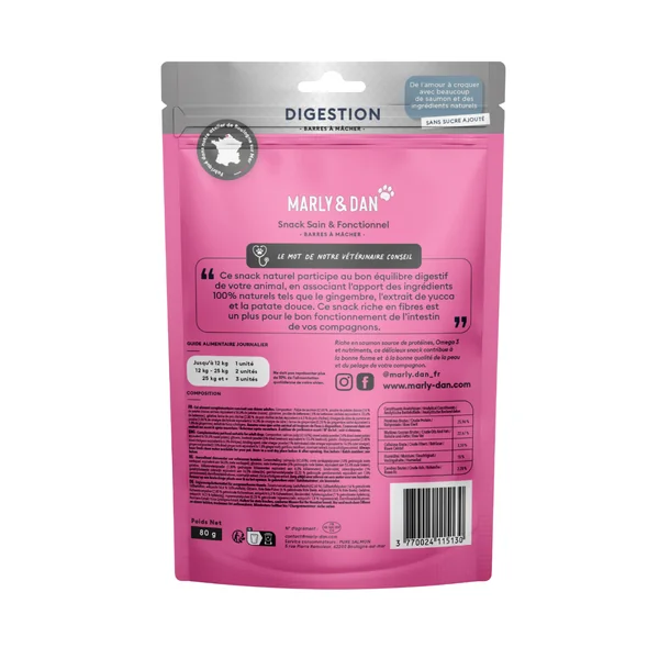 Friandise Chien – Marly & Dan Barres à mâcher « Digestion » - 80 gr