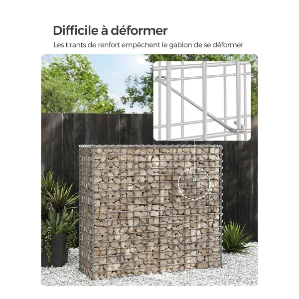 Gabions pour Pierre en Acier Galvanisé 100x90x30 cm Décoration de Jardin Mur