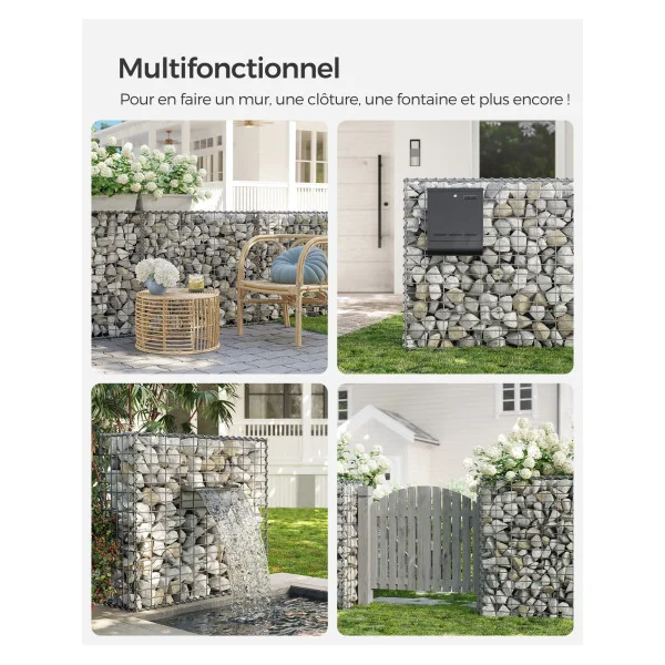 Gabions pour Pierre en Acier Galvanisé 100x90x30 cm Décoration de Jardin Mur