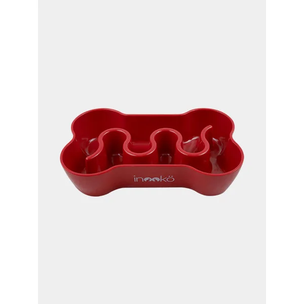 Gamelle anti-glouton pour chien os - Rouge
