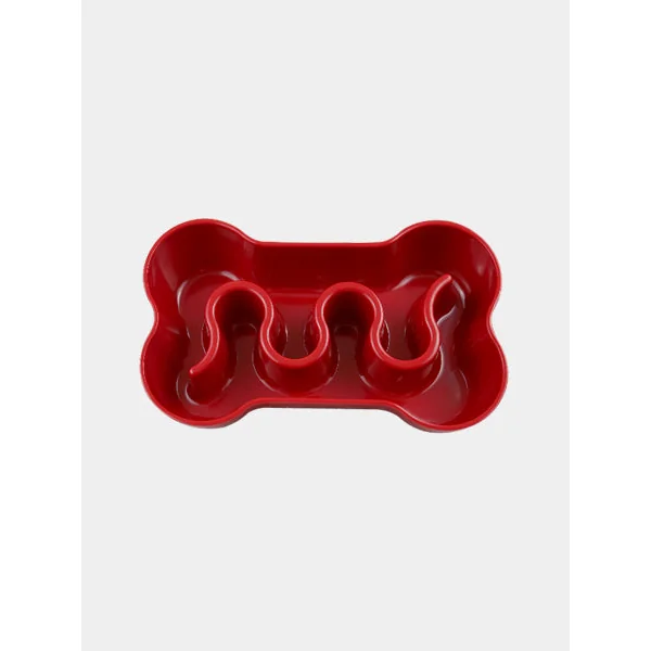 Gamelle anti-glouton pour chien os - Rouge