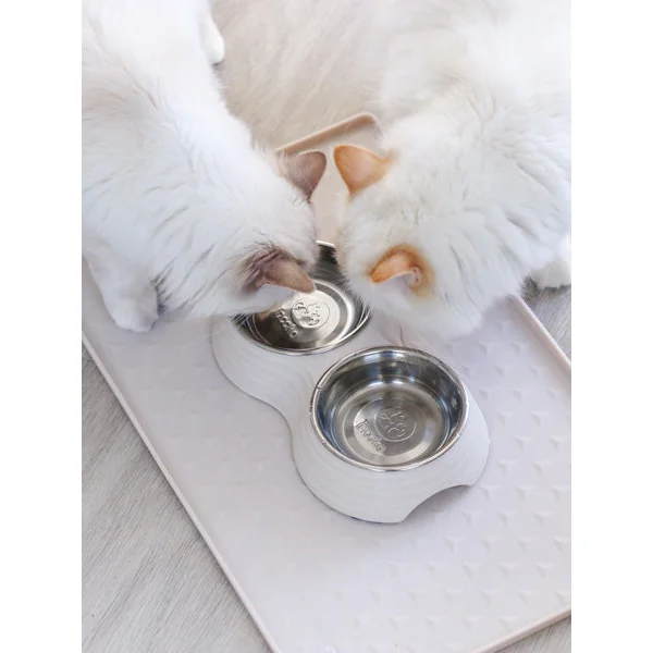 Gamelle double TWINOO pour chat - Gris