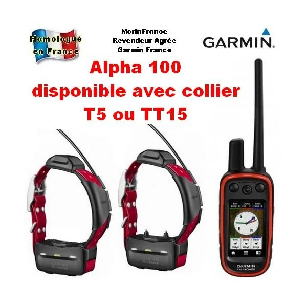 Garmin Alpha 100 - collier de repérage GPS T5 ou TT15 pour chien de chasse
