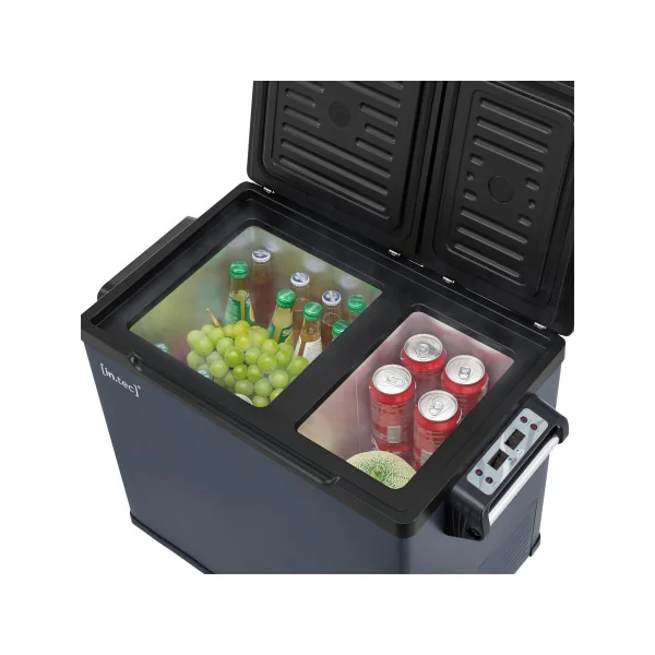 Glacière Electrique Portable 55 L Bleu Gris pour Pique Nique Camping