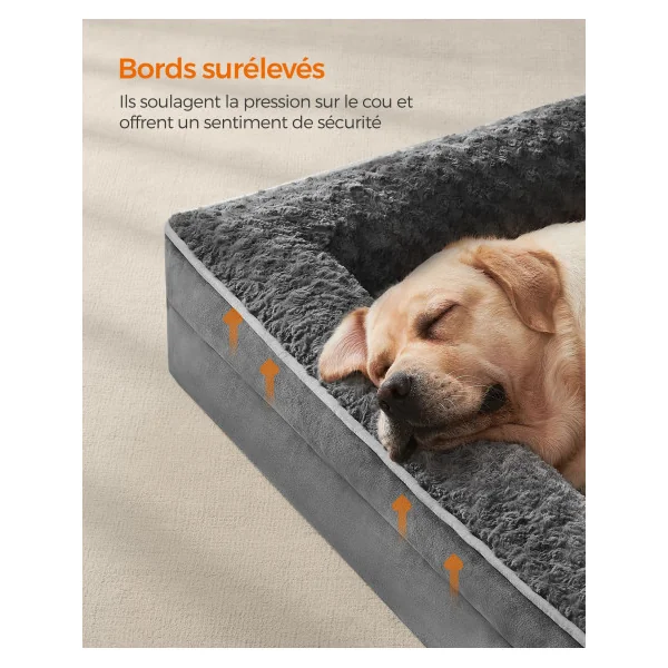 Grand Panier Chien 122x89 cm Gris Ardoise Lit pour Chien Orthopédique Mousse Alvéolée