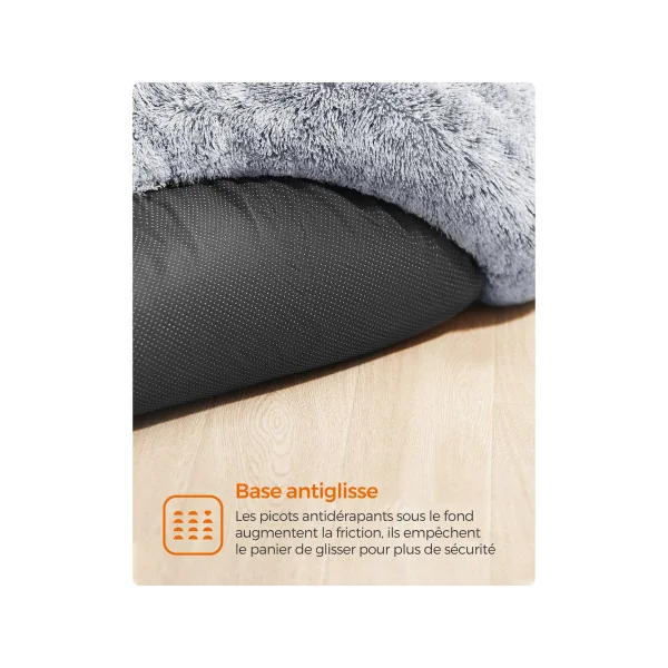 Grand Panier Chien Douillet Ø120 cm Lit Rond Chien ou Chat Gris Clair
