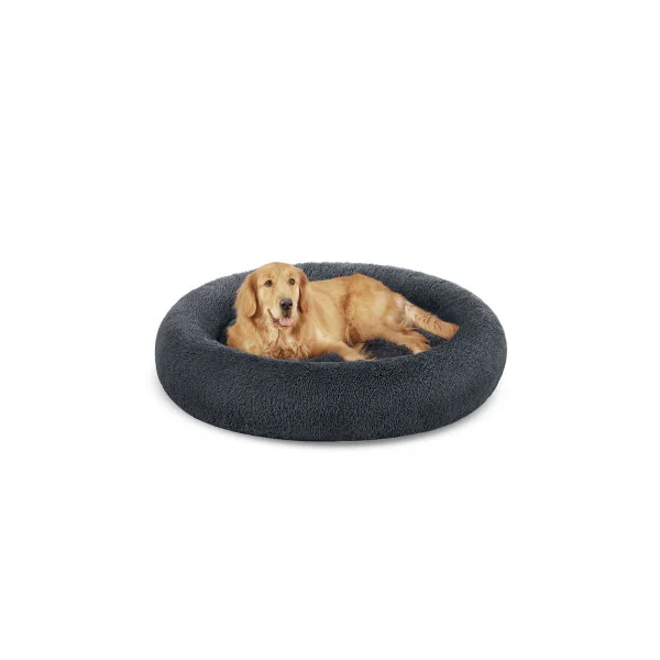 Grand Panier Chien Douillet Ø120 cm Lit Rond Chien ou Chat Gris Foncé