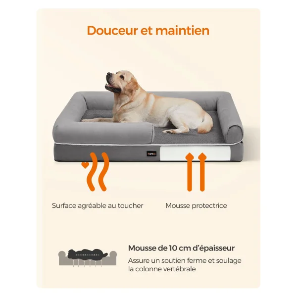 Grand Panier Chien XXL 135x107 cm Gris Clair Lit pour Chien Orthopédique Antidérapant
