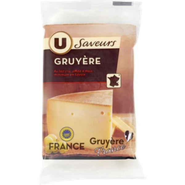 Gruyère IGP au lait cru affiné 4 mois, U Saveurs (250 g)
