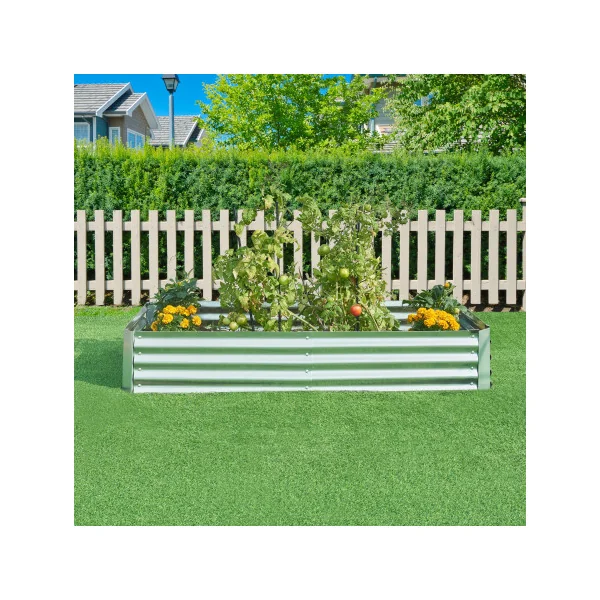 Jardinière Surélevée en Acier Galvanisé 180 x 90 x 30 cm